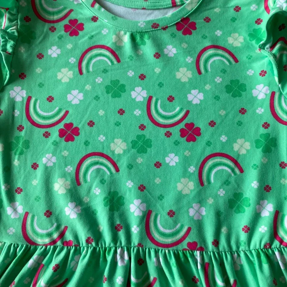 Girls Shamrock Rainbow Dress Size 10/12 NEW